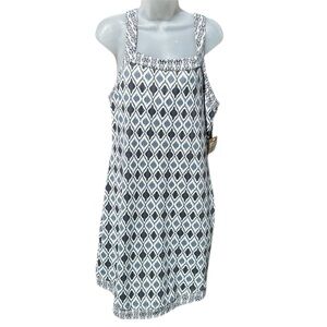 TITLE NINE Women L Blue Geometric Turkish Ladder Back Bra Diamalete Active Dress